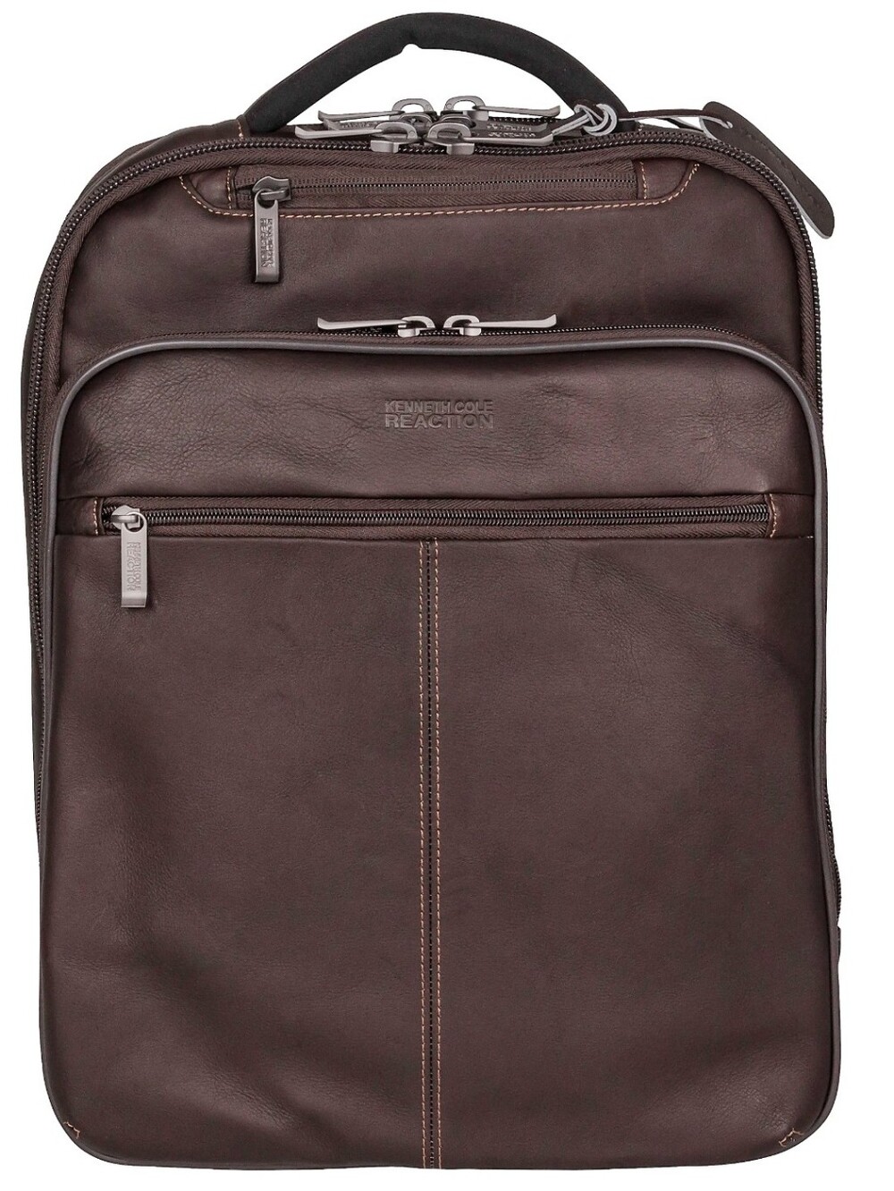 Kenneth Cole Brown Leather Laptop Tablet Sleeve Backpack Travel School